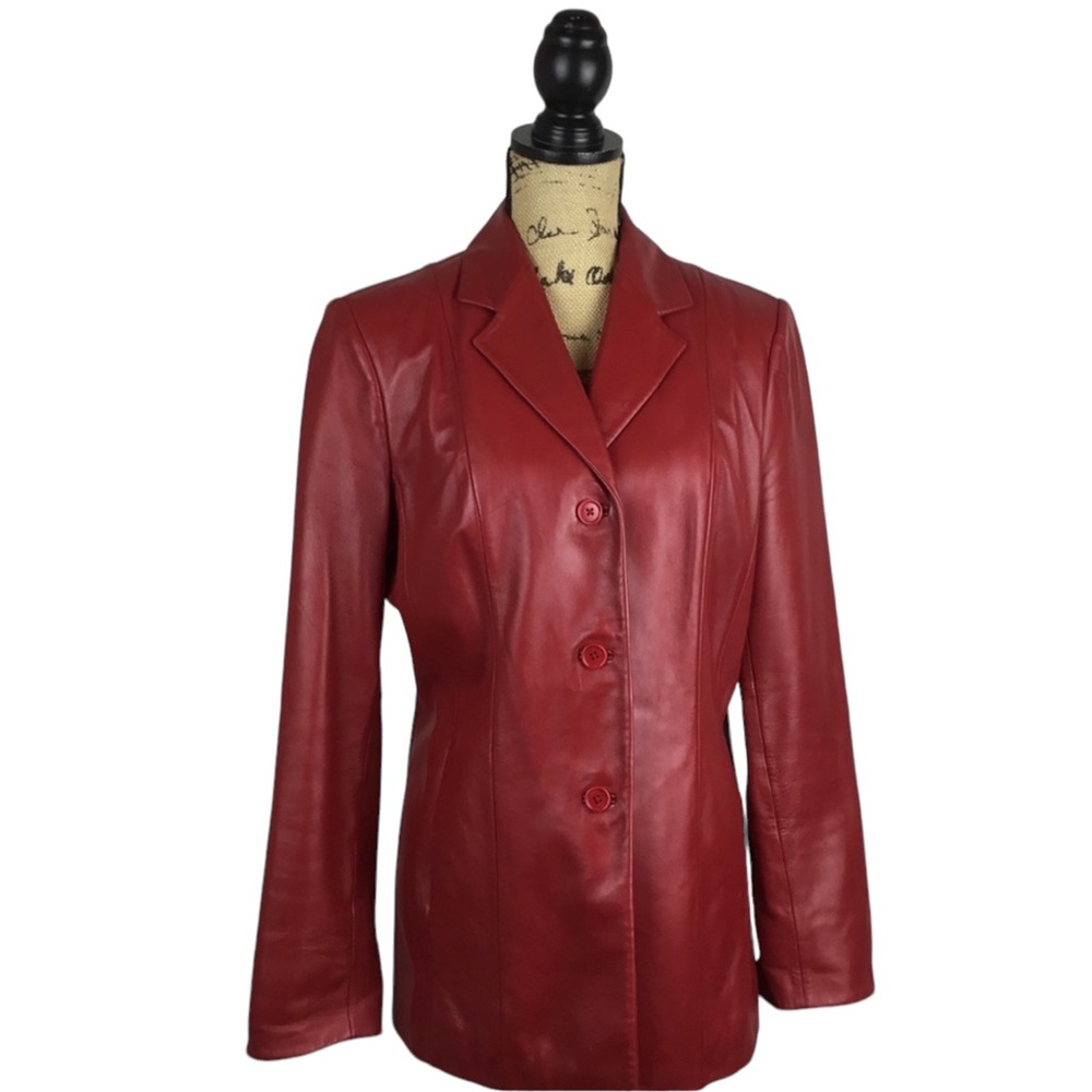 CASLON Red Lambskin Leather Jacket